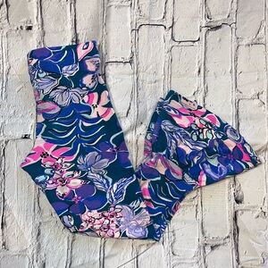 Lilly Pulitzer Girls Vanya Legging in Tanzanian Teal Moonlight Garden, medium